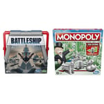 Hasbro Gaming Battleship Classic Board Game, Strategy Game For Kids Ages 7 and Up, Fun Kids Game For 2 Players, Multicolor & Monopoly Game, Family Board Game for 2 to 6 Players