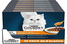 Purina Gourmet Perle humides Chat Triomphe de Sauce avec bœuf, Poulet, Saumon, Thon - 80 sachets de 85 g chacun (10 boîtes de 8 x 85 g)