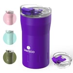 SANTECO Travel Coffee Mug 12oz, Insulated Coffee Cups with Flip Lid, Stainless Steel Coffee Mugs Spill Proof, Double Wall Vacuum Tumbler, Reusable to Go Mug for Hot/Ice Coffee Tea, Purple