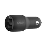 Belkin BoostCharge 24W Dual USB-A Car Charger Black