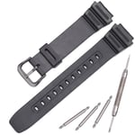 MCXGL Resin Strap Compatible with Casio AE1200WH AE-1300WH F108WH AE-1000 W-218 Replacement Watch Band Waterproof Rubber Bracelet (Black Black buckle)