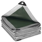 WOLTU Bâche de Protection Exterieur,180g/m² PE Bâche Imperméable avec Oeillets,et Résistante Revêtue Deux côtés en Aluminium Couverture Étanche pour Couvrir Bois,Camion,Piscine,6x8m Gris-Vert