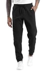 THE GYM PEOPLE Mens' Fleece Joggers Pants with Deep Pockets in Loose-fit Style Black