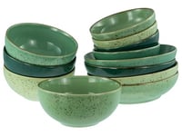 CreaTable, 24224, Serie Nature Collection Green Life, 12-teiliges Geschirrset für 12 Personen, Bowl Set aus Steinzeug, spülmaschinen- und mikrowellengeeignet, Qualitätsproduktion