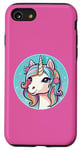 iPhone SE (2020) / 7 / 8 Beautiful Unicorn w Flowing Mane Pink Blue Orange Case