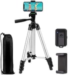 Phone Tripod EVERESTA 42 Inch Smartphone Tripod, Phone Tripod and Clicker, Phone tripod stand with Phone Holder Mount and Bluetooth Remote Shutter