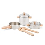 New Classic Toys 10640 Cooking, Utensil, Kids Accessories, Toy, Kitchen 7 Piece Metal Pans and Pots Set