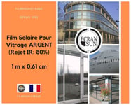 103 - Film Solaire Pour Vitrage ARGENT (Rejet IR: 80%) - 1 m x 0.61 cm