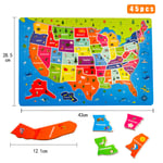 2-i-1 USA-karta pussel pussel interkontinental geografisk kognition - pedagogiska leksaker - pedagogiska leksaker för barn - pussel (1 låda)