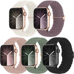 5-pack flätad solo-loop kompatibel med Apple Watch-band 40mm 38mm 41mm för kvinnor och män, justerbart nylon stretchigt elastiskt sportarmband C 38/40/41mm