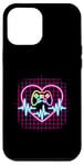 Coque pour iPhone 12 Pro Max Gamer Heartbeat Vaporwave Retro Console Player années 90