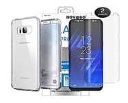 NOVAGO Compatible avec Samsung Galaxy S8+/ S8 Plus Coque Transparente Souple et Solide + 1 Film en Verre trempé incurvé 3D (Lot 2)