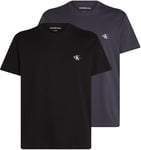 Calvin Klein T-Shirts Manches Courtes Lot de 2 Homme Monologo Col Ras-du-Cou, Multicolore (CK Black/India Ink), XXS