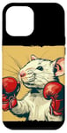 iPhone 12 Pro Max Cute white Rat with red boxing Gloves Costume Case