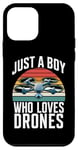 Coque pour iPhone 12 mini Just A Boy Who Loves Drones Drone Lover Pilote d'antenne amusant