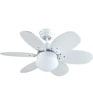 Bastilipo Menorca RC-Ventilateur de Plafond avec télécommande - 60 W et 75 cm de diamètre - E27 60 W, Blanc/pin, 75 cm (2857)