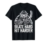 Ice Hockey Skate Hard Hit Harder Motivation T-Shirt