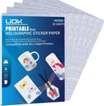 Papier Autocollant Imprimante, Vinyle Adhésif Holographique 30 Feuilles Papier Stickers Imprimante, Papier Autocollant Holographique A4 Vinyl Holographique Papier Pour Imprimantes Jet D'Encre