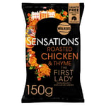 Sensations Roast Chicken and Thyme Thick Cut Premium Potato Crisps, Sharing Bag,150 g (Pack of 10)