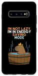 Coque pour Galaxy S10+ Capybara drôle et mignonne avec inscription « I'm Not Lazy, I'm in Energy Saving »