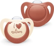 NUK for Nature Baby Dummy | 0-6 Months | Sustainable Rubber Soothers | 2 Pack