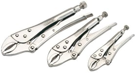 Draper 3 Piece Plier Set 140mm,185mm 220mm | Self Grip Hand Tool Kit | Carbon Steel Curved Jaw Pliers | 14040