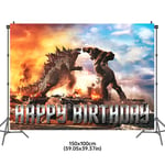 Godzilla vs King Kong Birthday Backdrop Party Poster Decor Background Gift AU