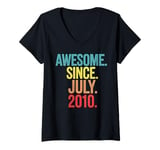 Womens July 2010 13th Birthday Awesome Since July 2010 Thirteen V-Neck T-Shirt