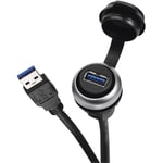 cordon USB 3.0 avec prise à encastrer type A avec capuchon de protection imperdable. vers fiche mâle type A Longueur 5 m