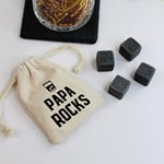 eBuyGB Papa Rocks Whiskey Stones with Cotton Drawstring Bag & 4 Soapstone Reusable Ice Cubes Father's Day, Birthday Gift for Him, Dad