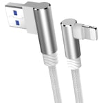 Lightning kabel til iPhone / iPad - Vinklet - 3A - Sølv - 3 m