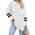 Famulily Cotton Tshirt Women Summer Long Sleeve Tops for Women Ladies Comfy Oversized Baseball Tshirts White XXL