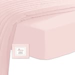 Pizuna Coton Peigné Drap Housse 120X200 cm Rose Clair, 100% Coton Longue Tige 400 Fils Armure Satin, Drap Housse de Luxe Bonnet 40 cm (Rose Clair Drap-Housse Coton 2 Personnes)