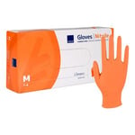 Abena Classic Sensitive Engångshandskar, Orange, Nitril, u/puder, 100 st - Flera storlekar