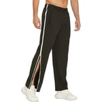 Herr Sweatpants Joggers Ripped Pants Casual Loose Casual Med Fickor Med Dragkedja i Full Längd Black L