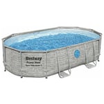 Piscine Bestway Ovale Power Steel Swim Vista décor pierre 4,88 x 3,05 h1,07m