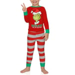 Jul familj matchande pyjamas Grinch print topp randiga byxor pyjamas set Boy S