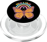 Wild & Free Butterfly Rainbow Retro Vibes PopSockets PopGrip pour MagSafe