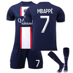 Paris 22/23 Fotbollssatser Barn Hemträning T-shirt Shorts Kostym Adult Kids nyaste fotboll Tröjor MBAPPE 7 Kids 26(140-150CM)