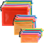 (Lot De 24) Pochette Plastique Zip - Pochette Zippée A4, A5 & A6 - Pochette Plastique Étanche Multi-Usages Pour Voyage, Maquillage, Fournitures Scolaires/Bureau, Factures