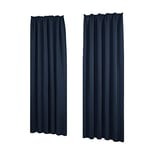 Deconovo Lot de 2 Rideaux Opaques et épais Anti-Bruit avec Galon fronceur, Protection Contre Le Froid, 200 x 140 cm (Hauteur x Largeur) Bleu foncé