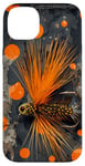 Coque pour iPhone 14 Plus Orange Abstrait Polka Dots Fly Fishing Apparel with Black