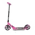 Zinc Cruise Kids Scooter – Big Wheel Kick Scooter for Ages 6+, Foldable 2-Wheel Scooter with 200mm Wheels, Lightweight, Height Adjustable, Rear Footbrake, Supports up to 100kg, Pink & Black