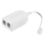 In-Line DSL Splitter Filter, 6P2C 2Way Phone Line Splitter White