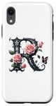 Coque pour iPhone XR Letter R Initial Floral Monogram Rose Pink Flower Butterfly