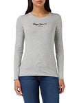 Pepe Jeans New Virginia T-shirt pour Femme Slim Fit Manches Longues Gris