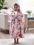 Disney Princess Kids' Floral Oversized Fleece Hooded Blanket, Pink/Multi