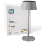 Lightbox LED lampe de table d'extérieur | Ø 13 cm | lampe d'extérieur sans fil avec solaire | variateur tactile à 3 niveaux | lampe de table alimentée par batterie (4 W, 300 lm, 3000 K) en métal /