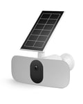 Arlo Floodlight Camera Surveillance WiFi Exterieure sans Fil avec Projecteur + Panneau Solaire, 2K HDR, Détection Mouvement, Audio Bidirectionnel, Vision Nocturne, Sirène, Essai Arlo Secure inclus