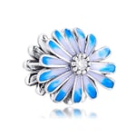 BAKCCI 2020 Spring Blue Daisy Flower Spacer Bead 925 Silver DIY Fits for Original Pandora Bracelets Charm Fashion Jewelry